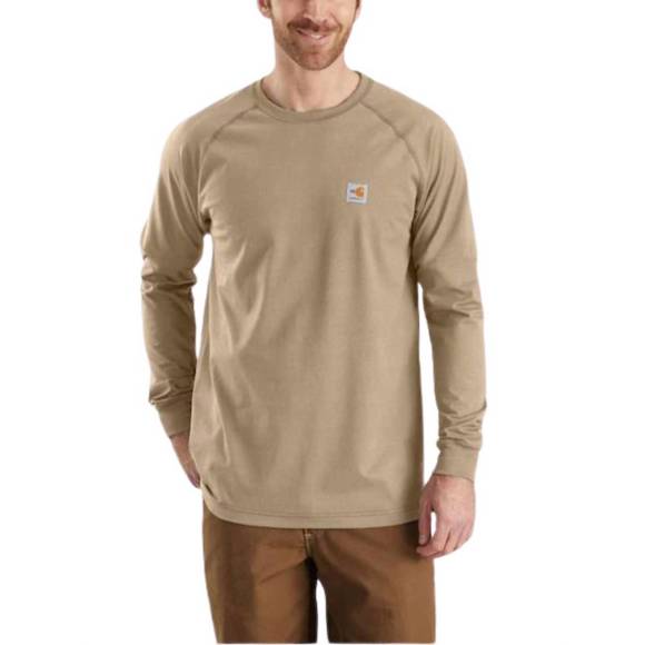NEW CARHARTT men's force long-sleeve t-shirt in khaki - Picture 1 of 1